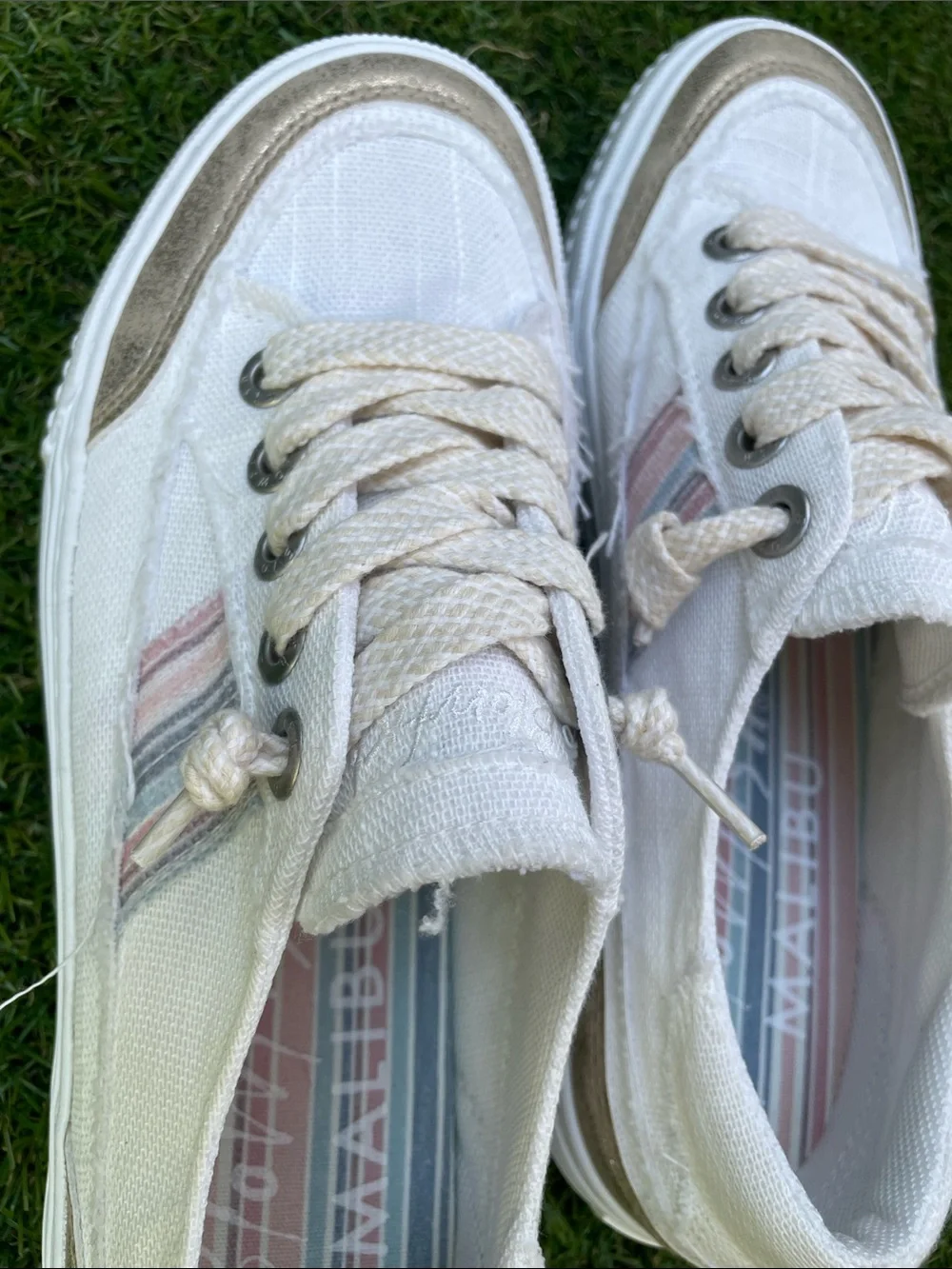 Light Cream Canvas Blowfish Malibu with Subtle Metallic Trim
